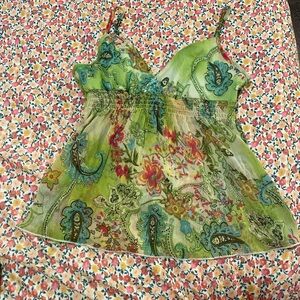 Floral Green Paisley Women's Top